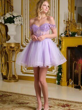 NEW LILAC Sequin & Glitter V-Neck Evening Gown Embellished GS3634